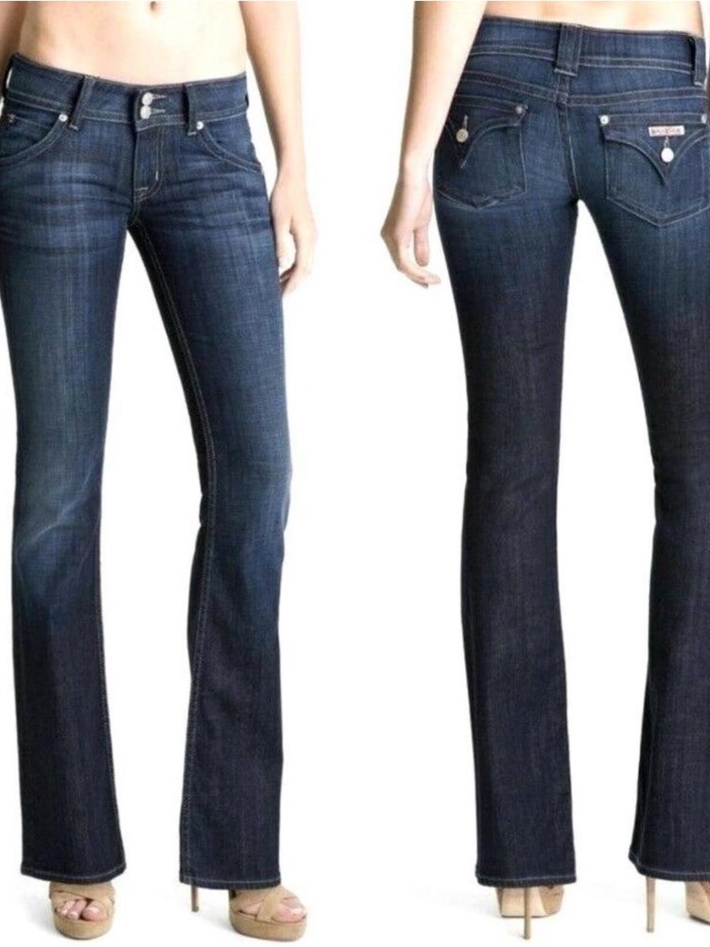 Hudson Beth Baby Bootcut Low-Rise Jeans Dark Blue, SZ. 27, 34” Inseam Y2K